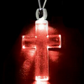 Light Up Necklace - Acrylic Cross Pendant - Red